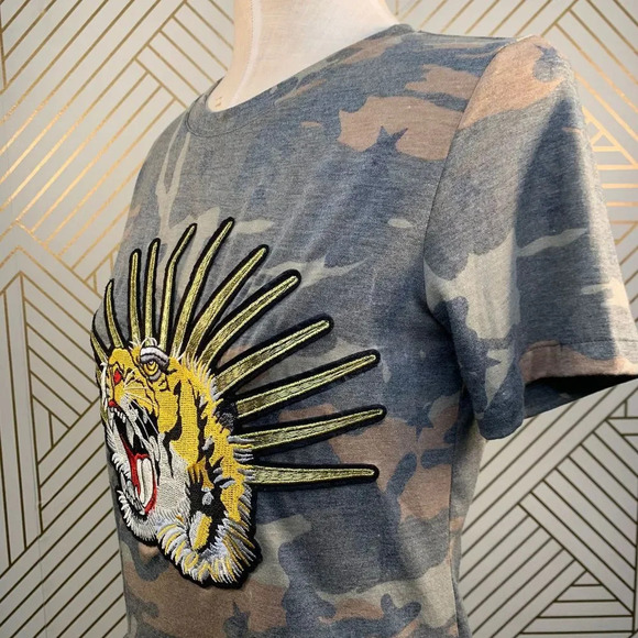 Melissa Masse Camo Tiger Applique Ruffle-Hem Tee - Picture 6 of 10